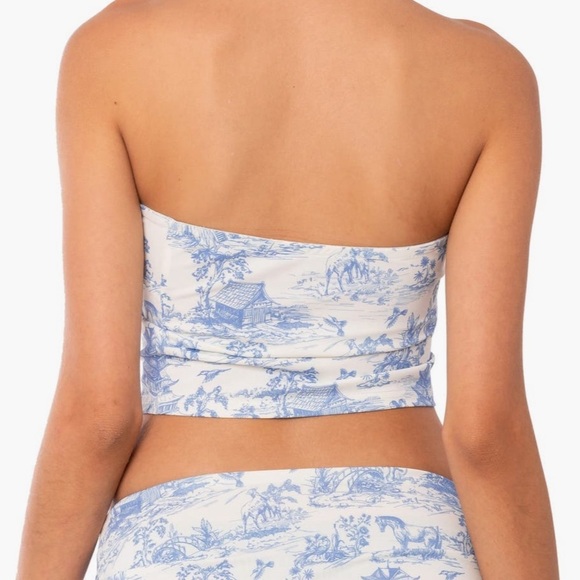 EDIKTED Delft Print Tube Top - Size Small - Picture 2 of 5